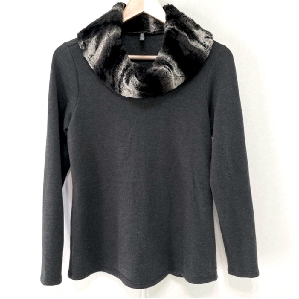 Saks Fifth Avenue Faux Fur Collar Pullover Top